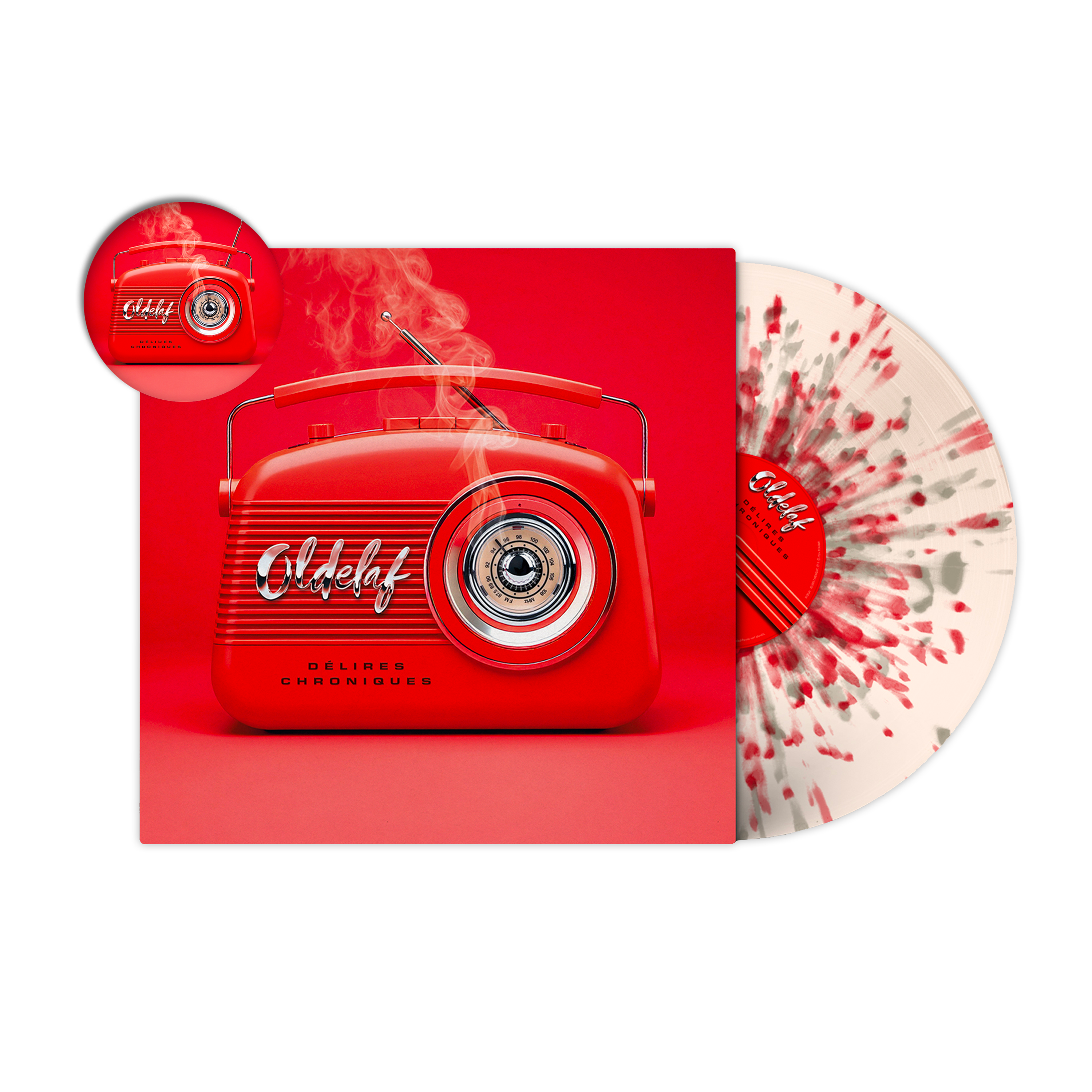 Vinyle splatter numéroté édition limitée + T-shirt + Badge “Délires Chroniques“